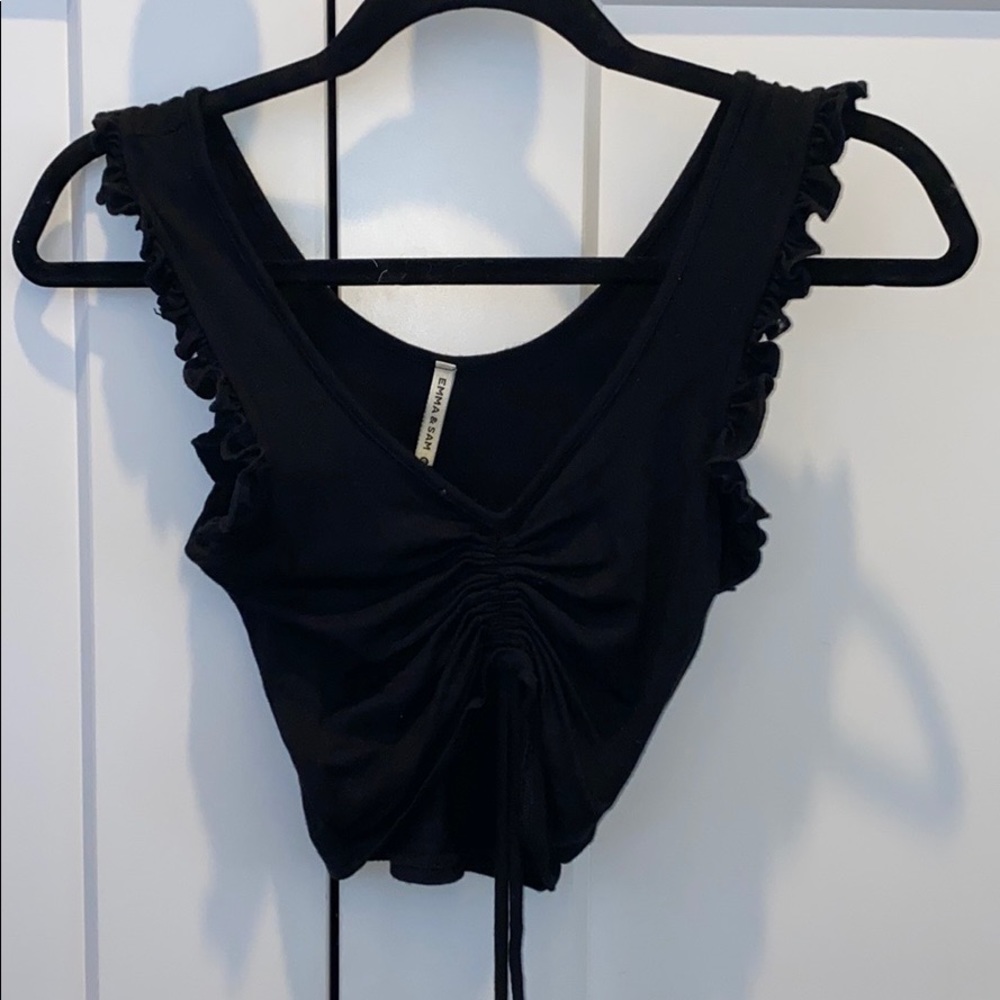 Black ruffle LF Top